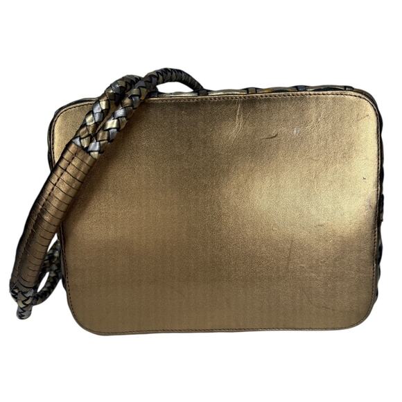 Vintage Nine West Bucket Purse Metallic Leather Woven Purse Made in Brazil - Picture 8 of 10